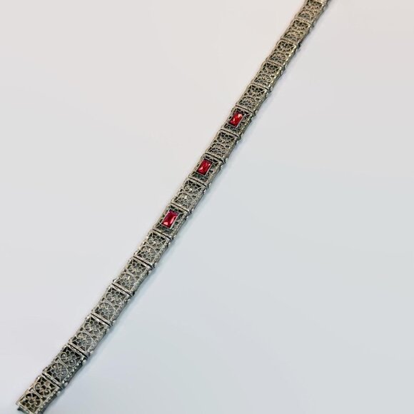 Art Deco Bracelet, Sterling Silver, Filagree, Edwardian, 1920s, 1930s, Vintage - Picture 6 of 6